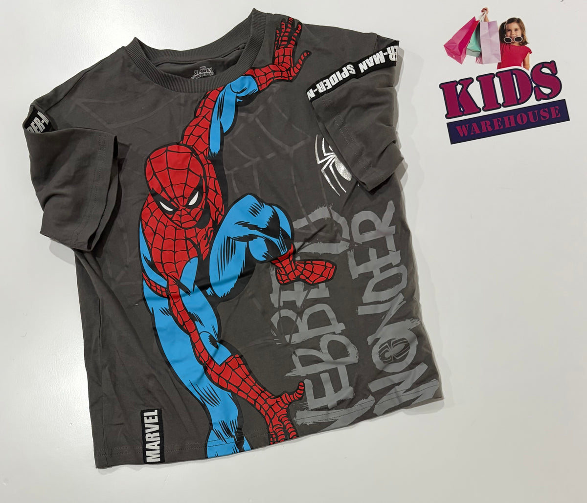 Marvel Spiderman Grey, Character Print Top Size 6