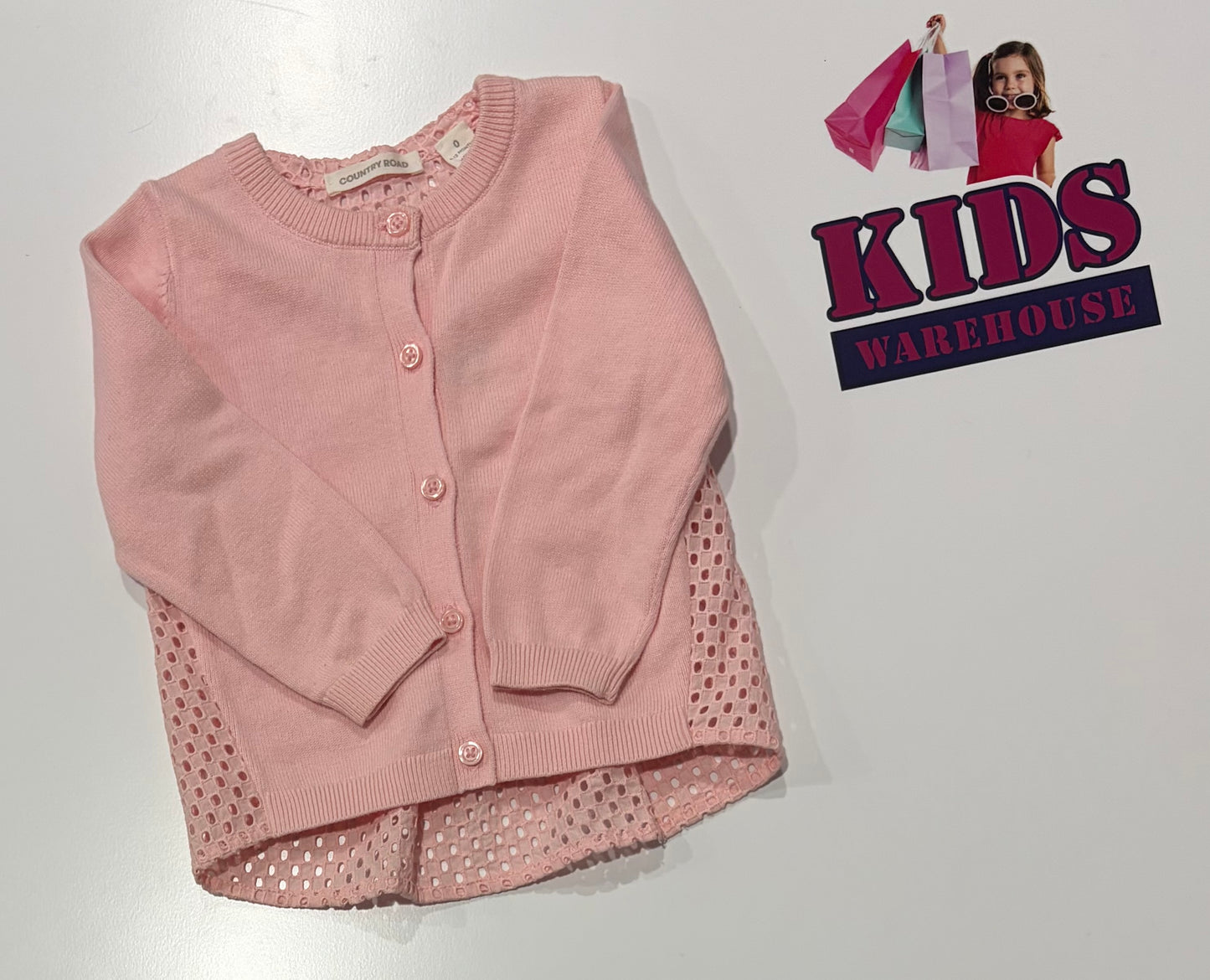 Country Road Pink, Knit Back Long Sleeve Top Size 0