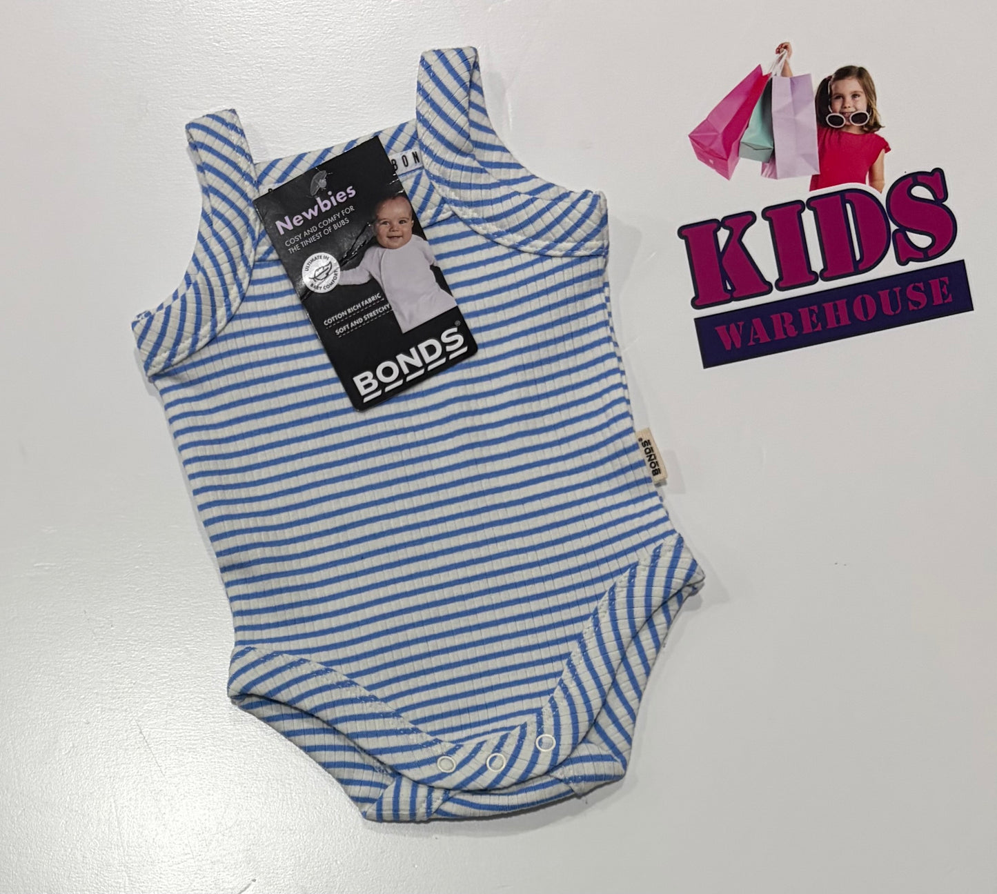 Bonds Blue, White Stripe Bodysuit Size 0000
