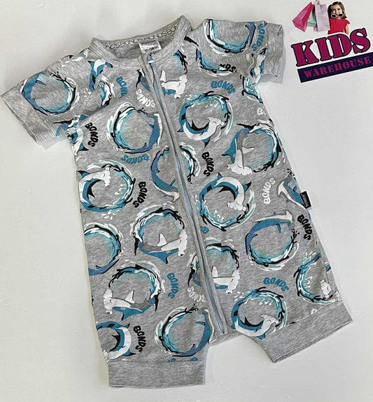 Bonds Grey Wondersuit With Shark Pattern Size 1