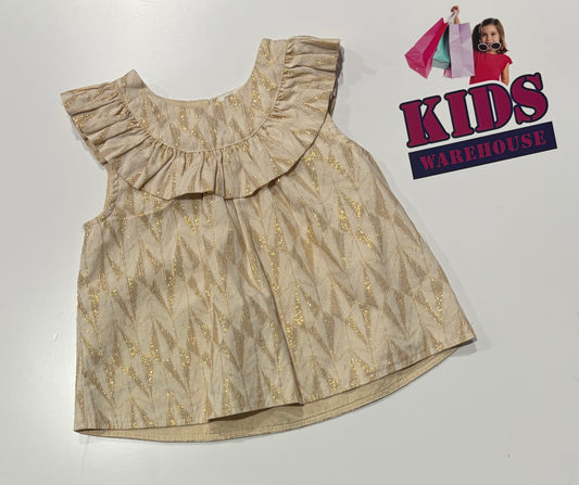 Country Road Cream, Gold Flake Print Dress Size 2