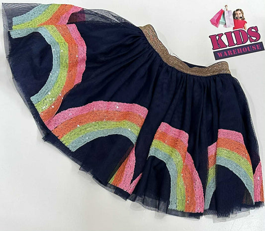Target Blue Skirt With Sparkly Rainbow Pattern Size 5