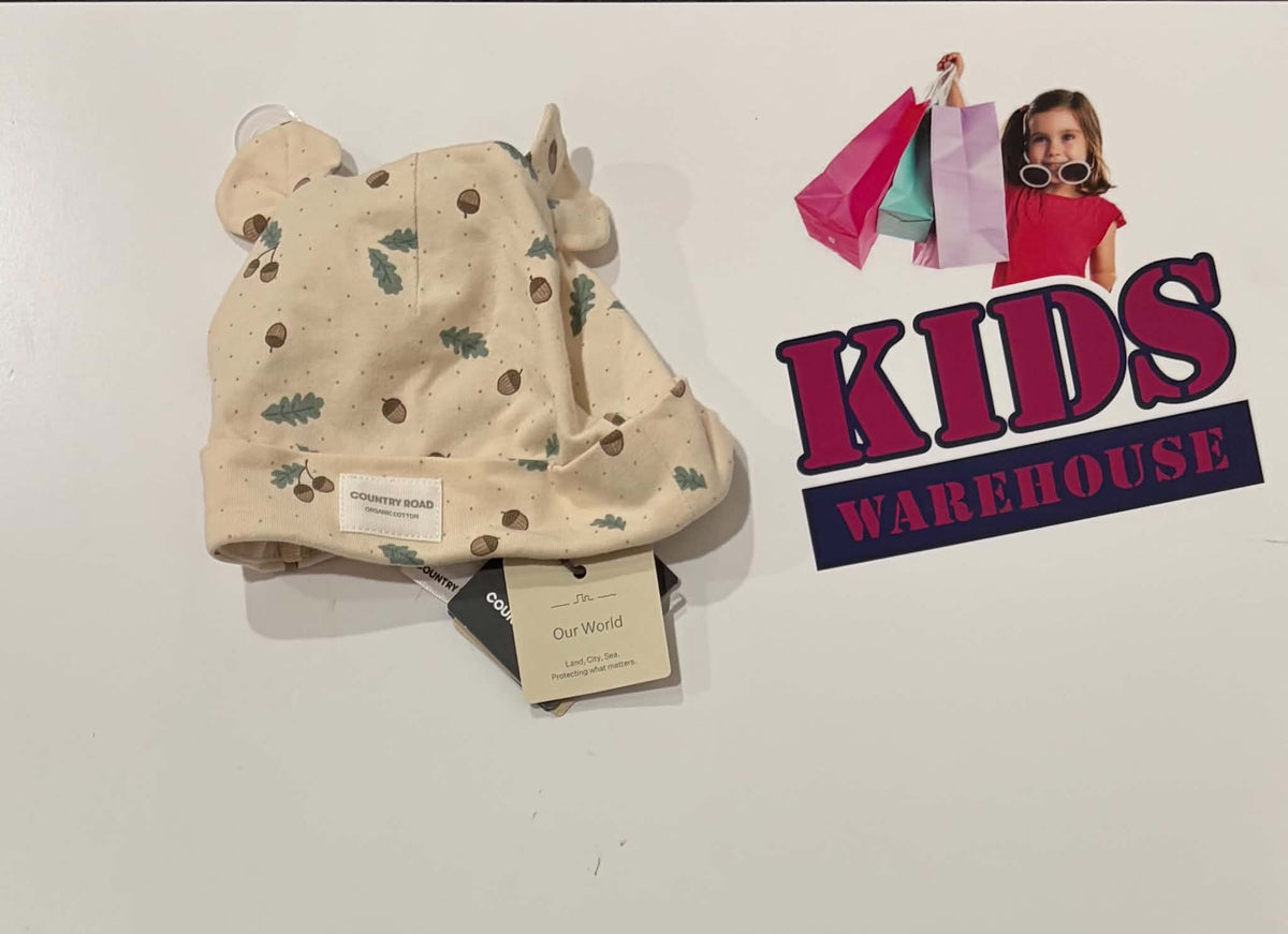 Not Used Country Road Beige, Acorn Print Beanie (Baby)