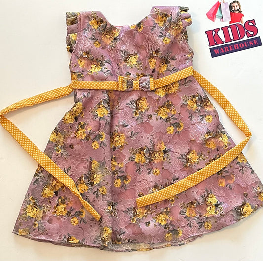 Purple with Yellow Flowers Dress Size 3