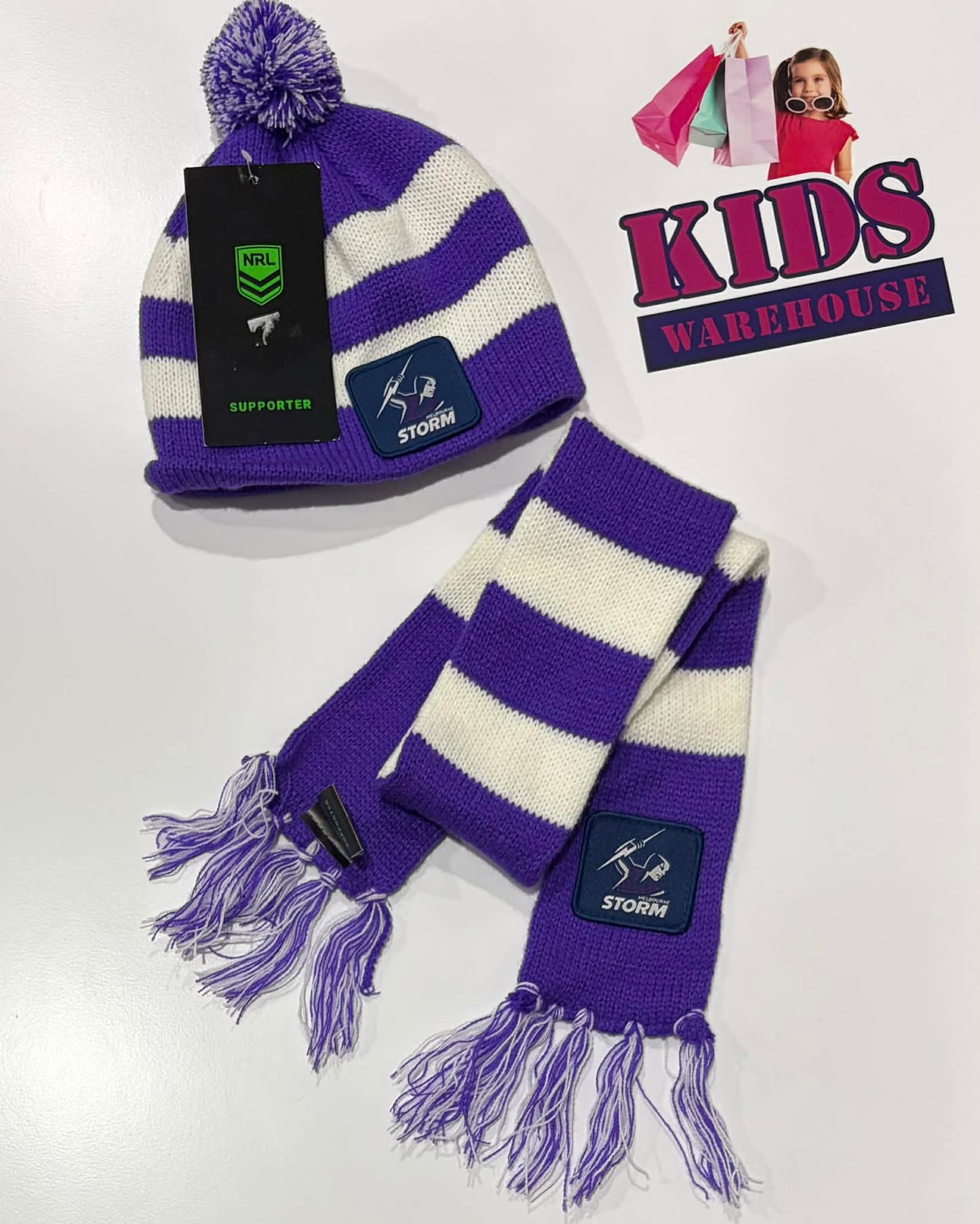 Not Used NRL Melbourne Storm Beanie And Scarf Set (Baby/Toddler)