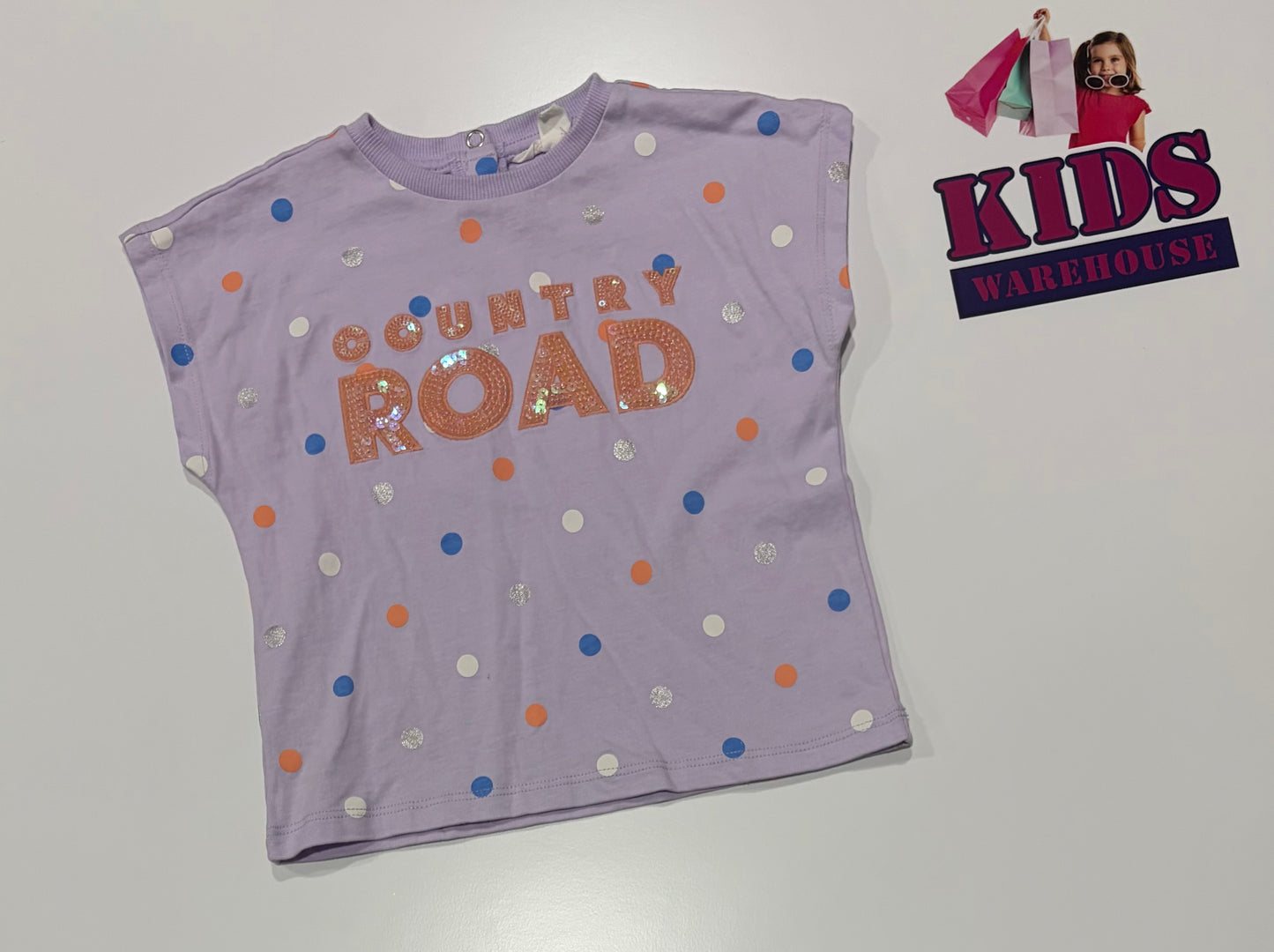 Country Road Purple, Blue, Orange Polka Dot Print Top Size 2