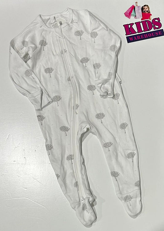 PureBaby White Jumpsuit With Tree Pattern Size 00