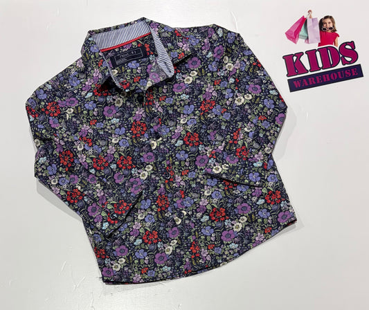 Next Navy Blue, Floral Print Top Size 1