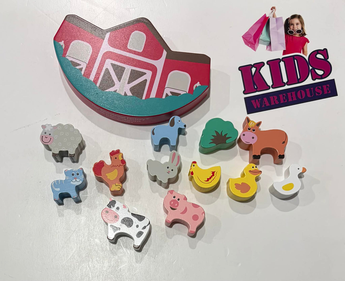 The Knowledge Factory Wooden Farm Animal Toy Set