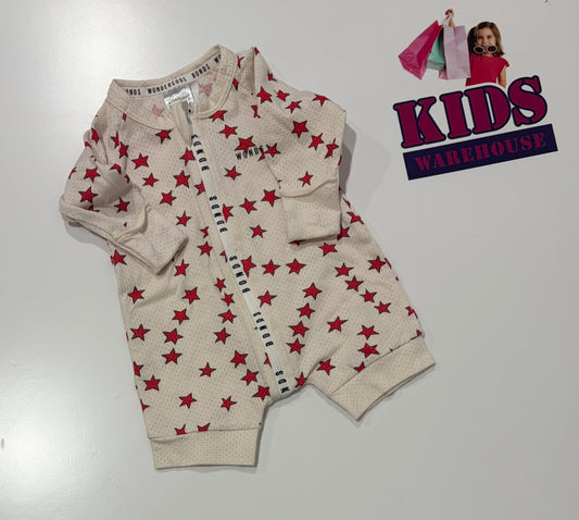 Bonds White, Red Star Print Wondercool Size 0000