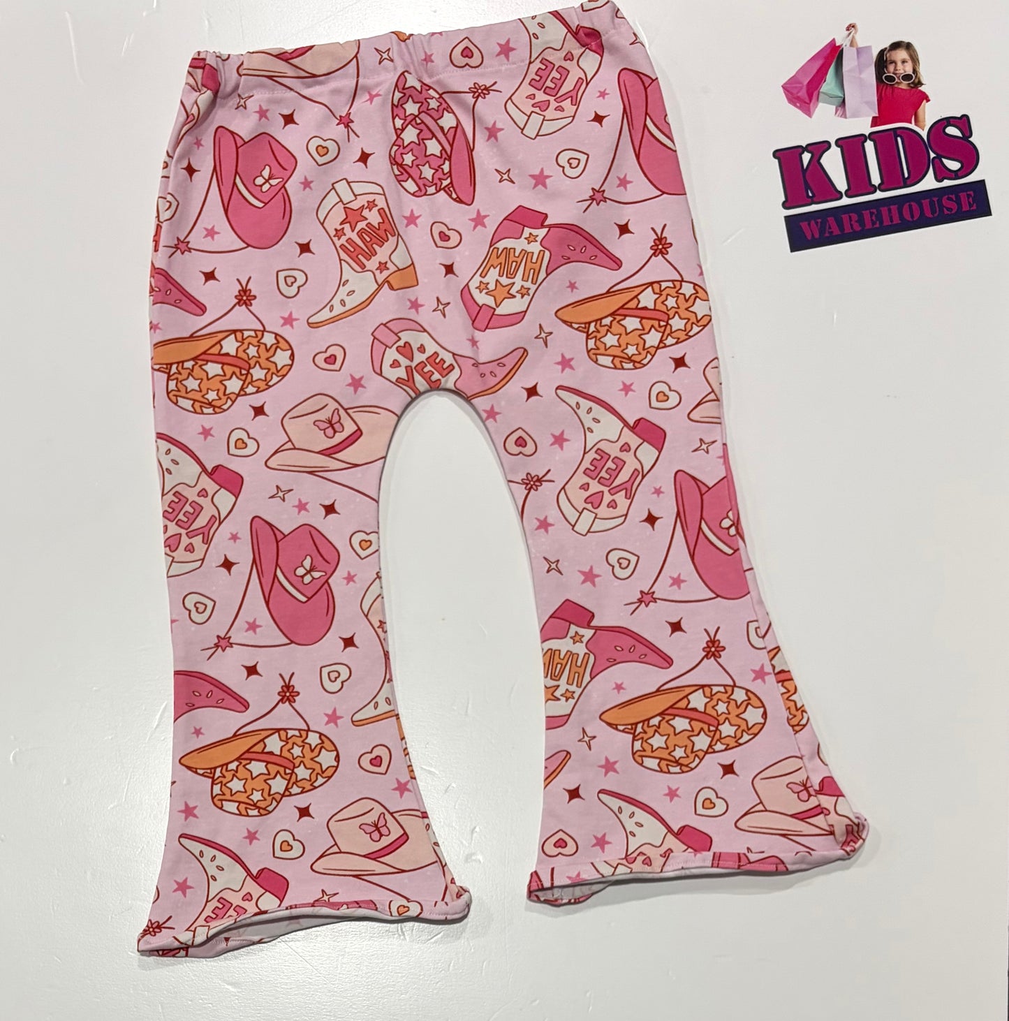 Little Love Pink, Cowboy Hat Print Flared Leggings Size 3
