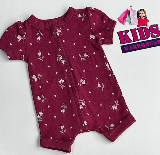 Premmie Baby Berry Red Bodysuit With Flower Pattern Size 00000