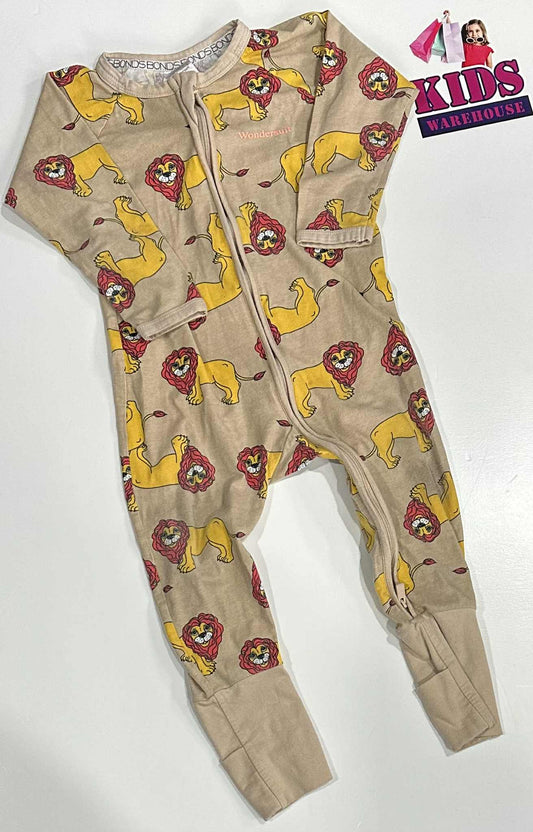 Bonds Brown Wondersuit With Lion Pattern Size 1