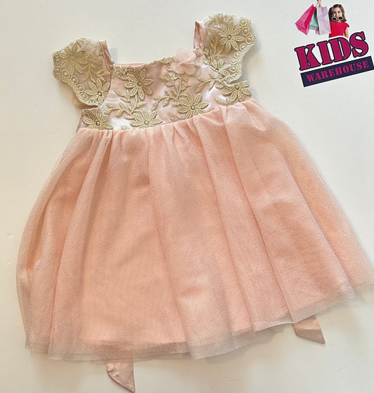 Target Pink Glitter & Gold Lace Dress Size 00