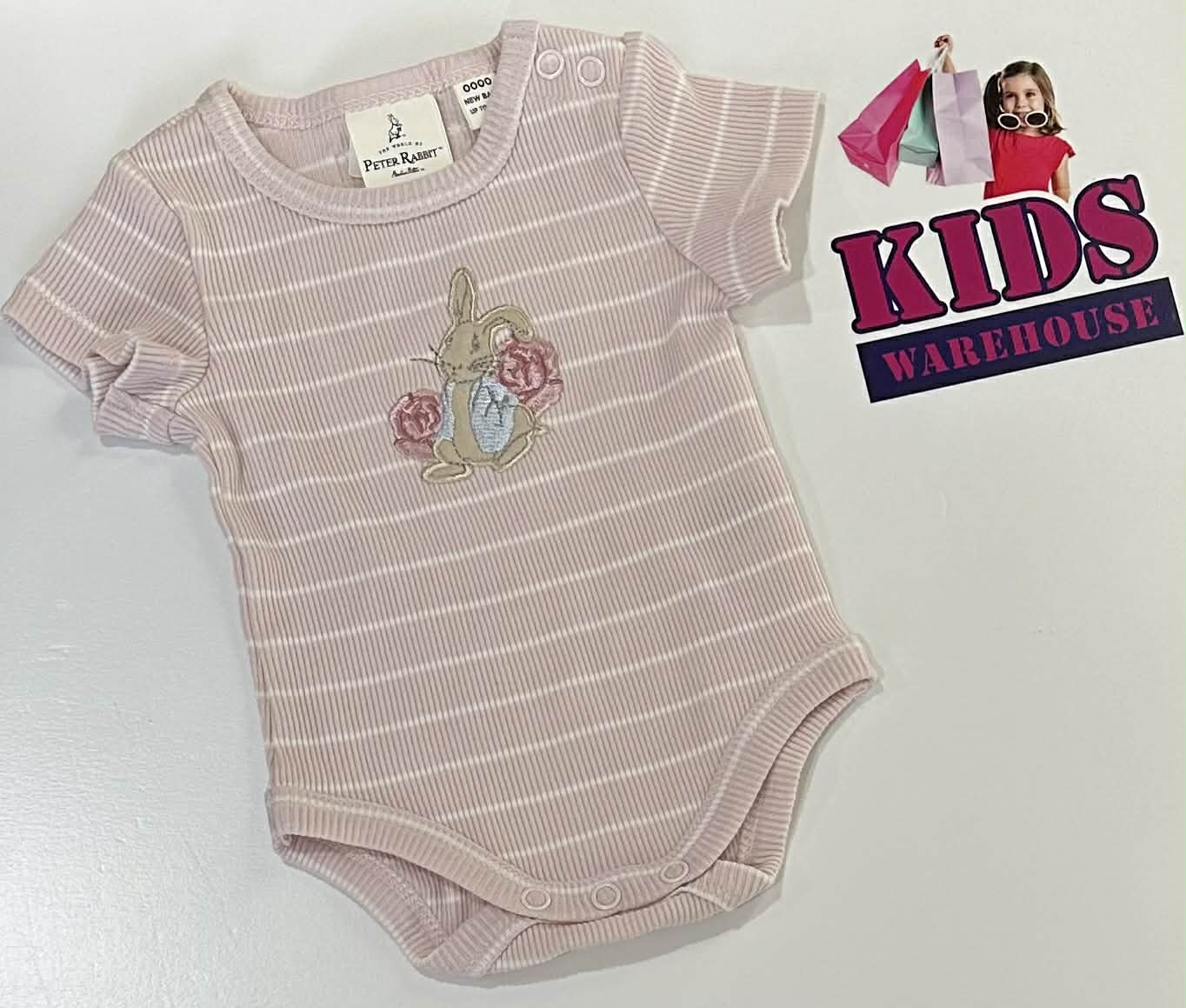 Peter Rabbit Pink & White Bodysuit With Rabbit Print Size 0000