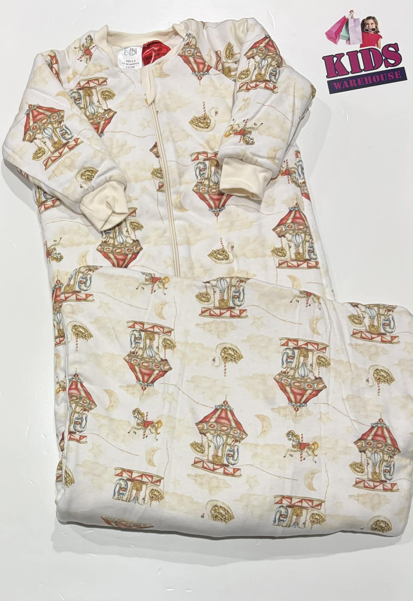 Bilbi White Carousel Print Size 2-3 (24-36 Months) TOG 3.5