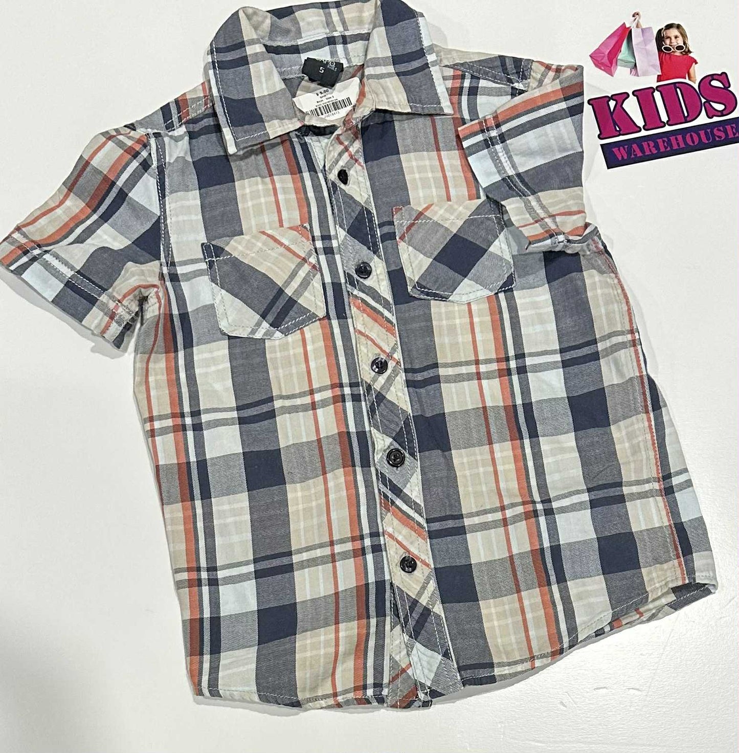 Cape Kids White, Blue & Orange Top Size 5