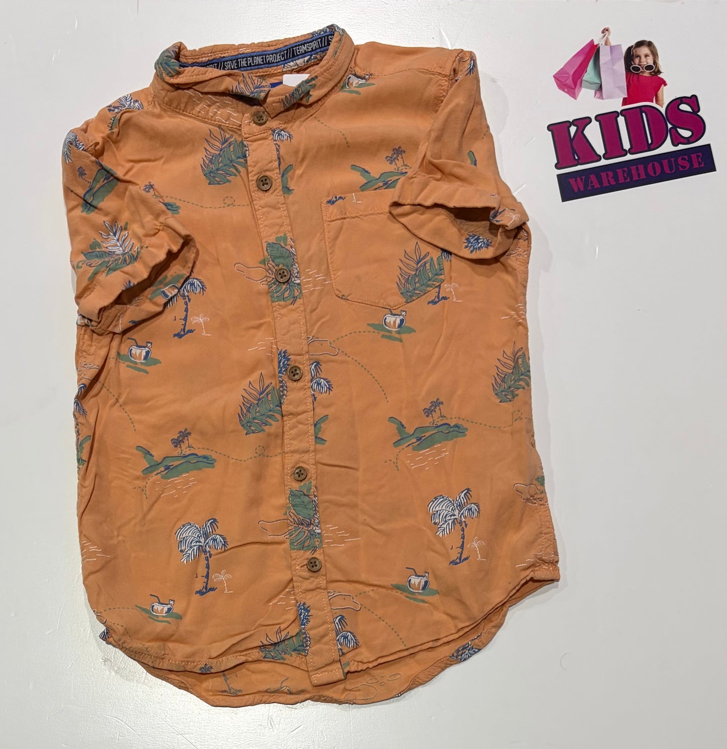 Team Spirit Orange, Palm Tree Print Top Size 5
