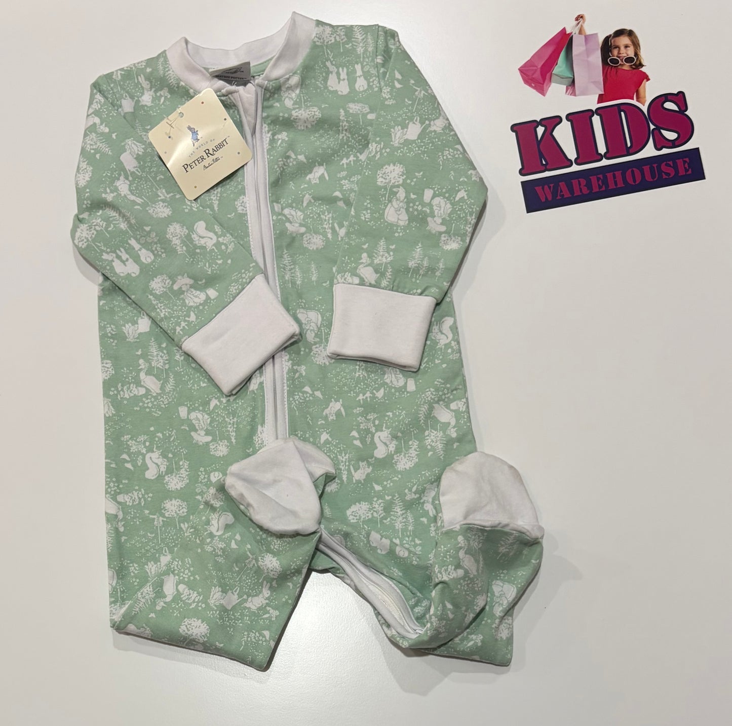Not Used Peter Rabbit Green, Rabbit Print Jumpsuit Size 1