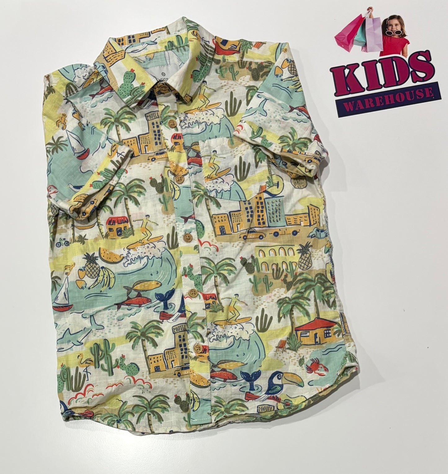 White, Beach Print Top Size 8