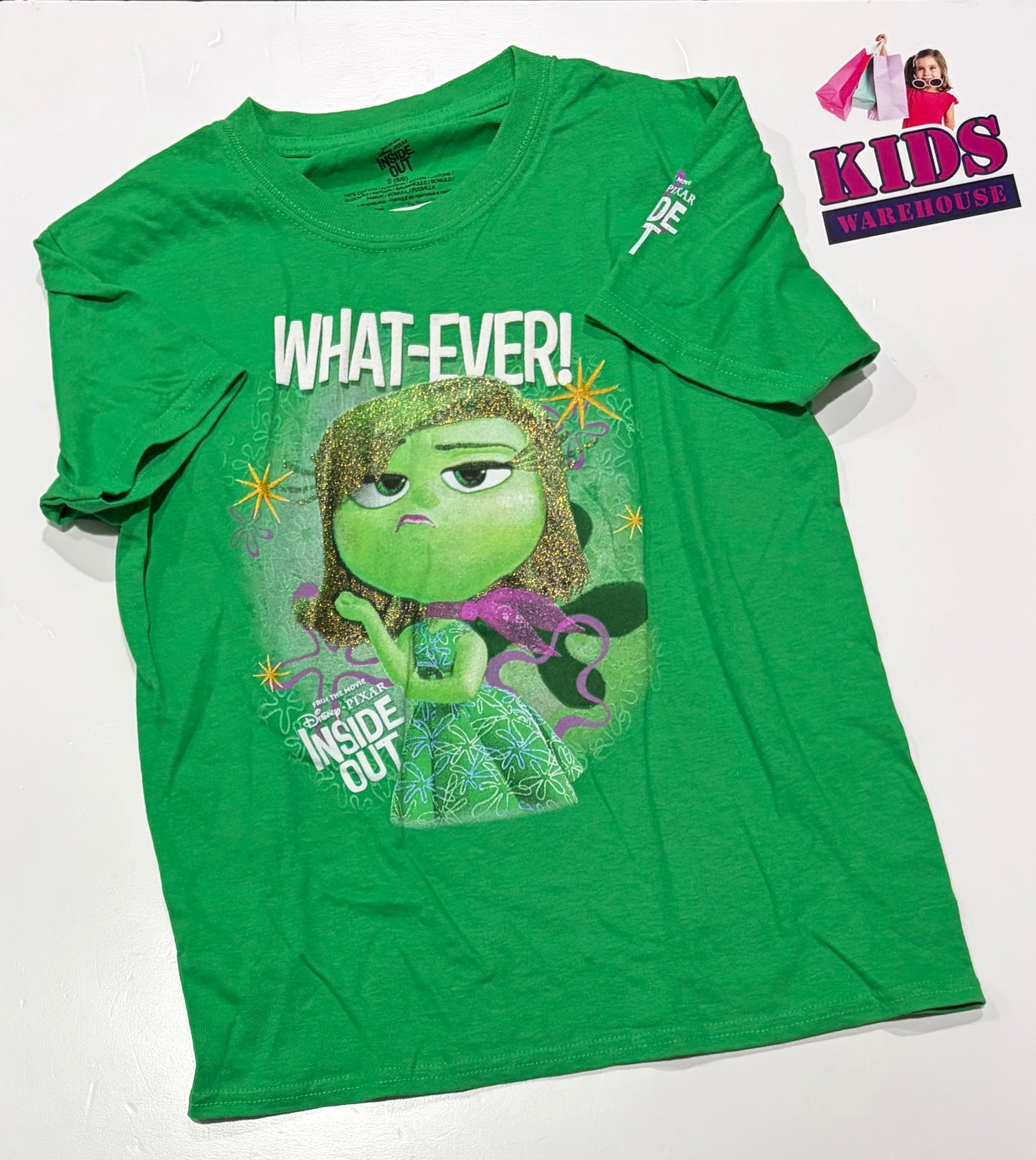 Inside Out Green What-Ever Print Top Size 8