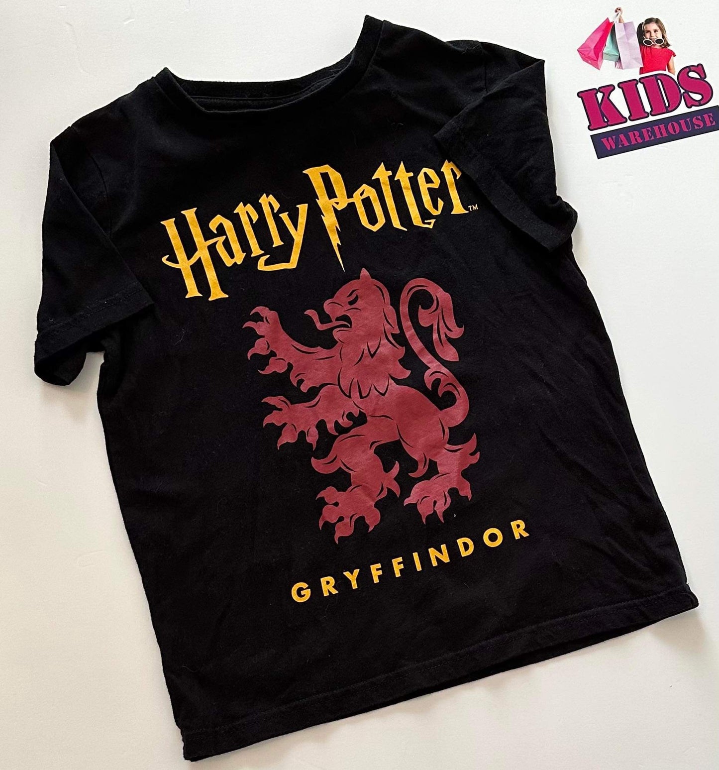 Harry Potter Black, Yellow & Maroon “Gryffindor” Graphic Top Size 8