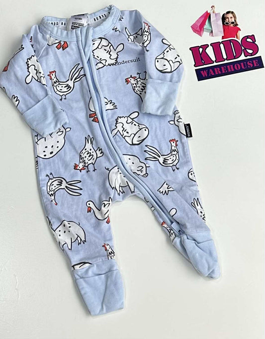 Bonds Blue Wondersuit With Farm Animal Pattern Size 0000