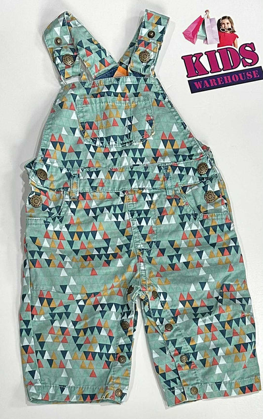 Pumpkin Patch Green Overalls With Triangle Pattern Size 00