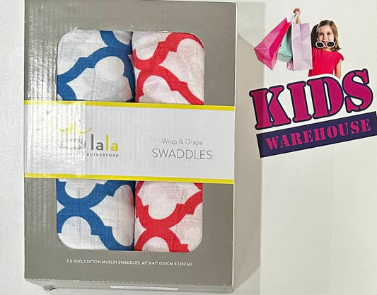 NEW Lala Angela Rutherford Red, Blue Wrap & Drape Swaddles