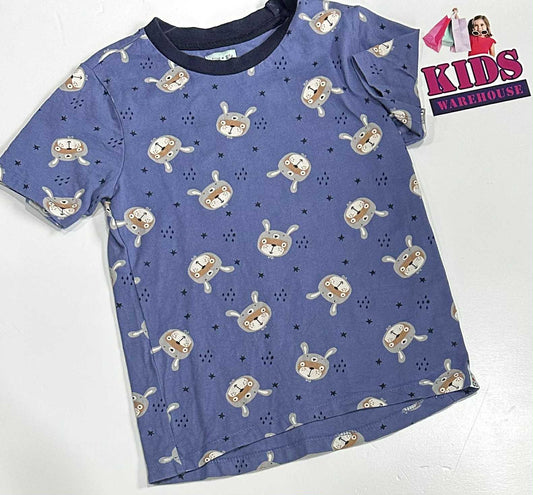 Lilly + Sid Blue Top With Rabbit Pattern Size 5