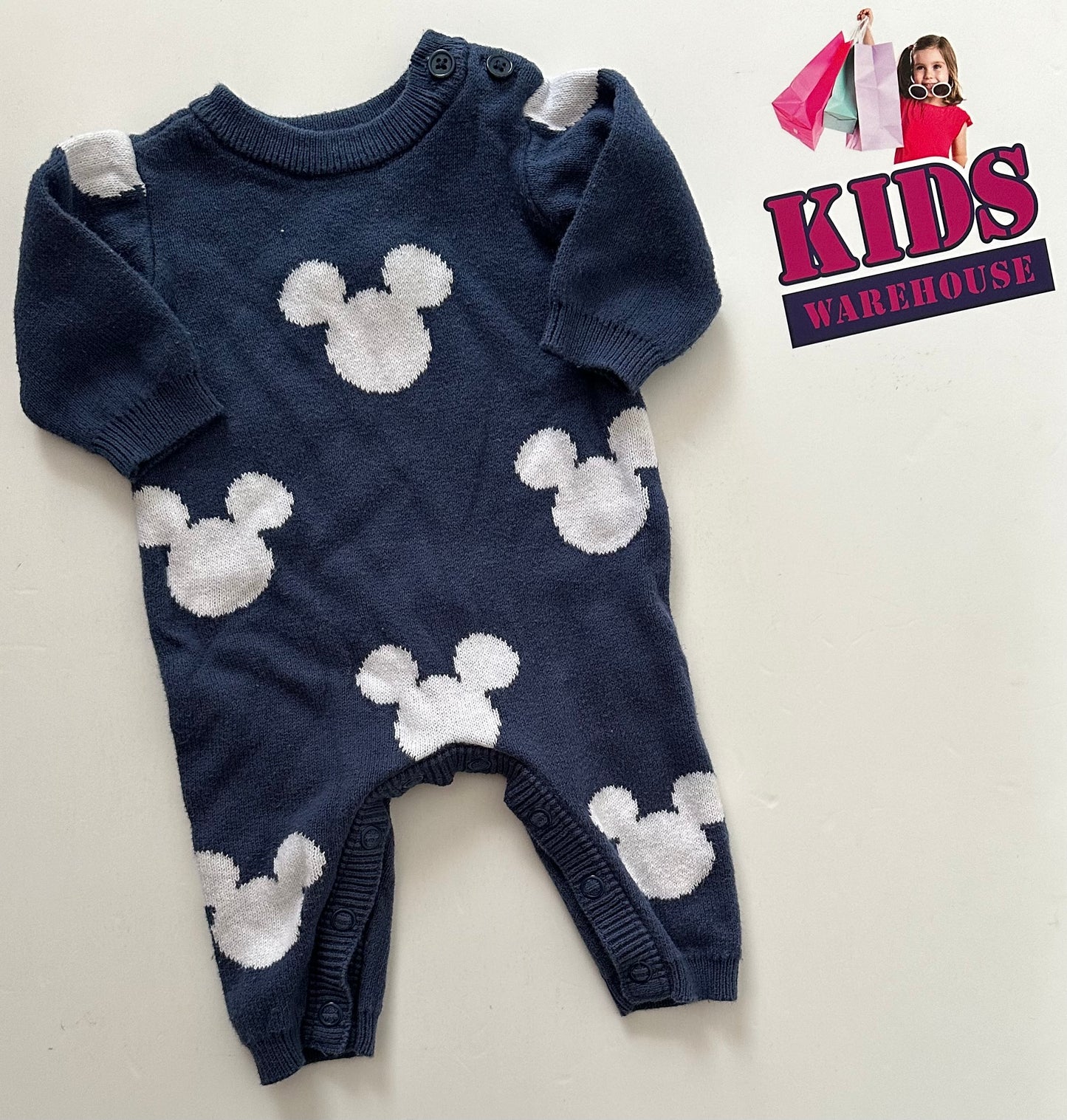 Premmie Disney Mickey Mouse Knit Navy Jumpsuit Size 00000