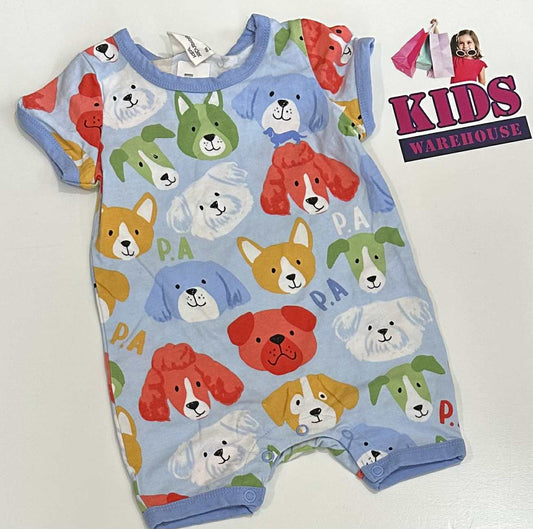 Peter Rabbit Blue Bodysuit With Dog Pattern Size 00