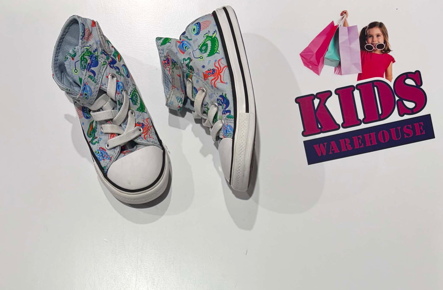 Converse Grey, Monster Pattern Runners Size 9 (Child)