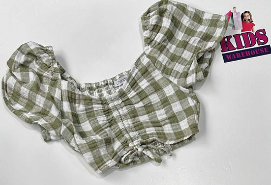Ghanda Green & White Crop Top Size 10-11