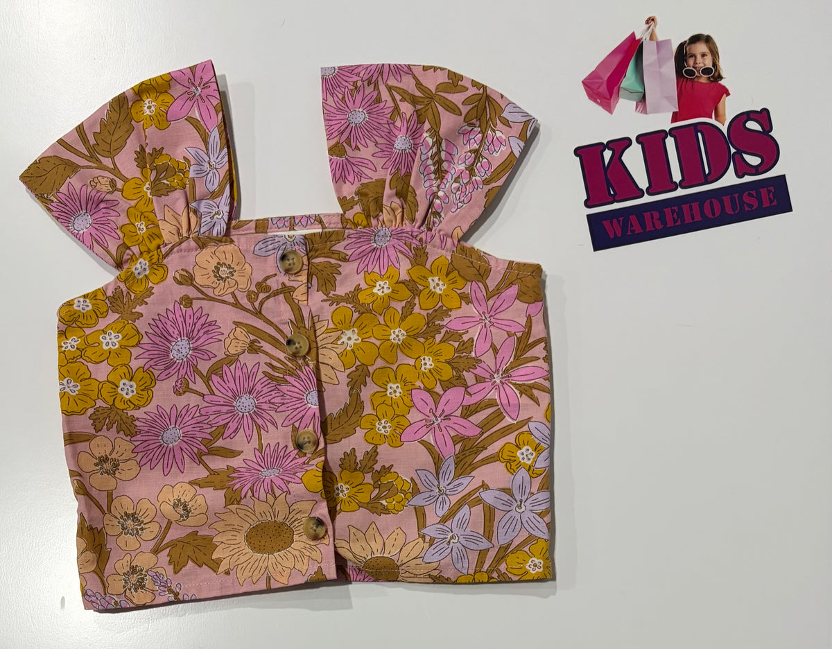 Cotton On Pink, Yellow Floral Print Crop Top Size 4