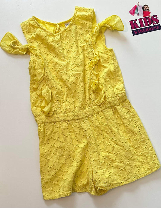 Cotton On Yellow Pattern Ruffle Romper Size 9