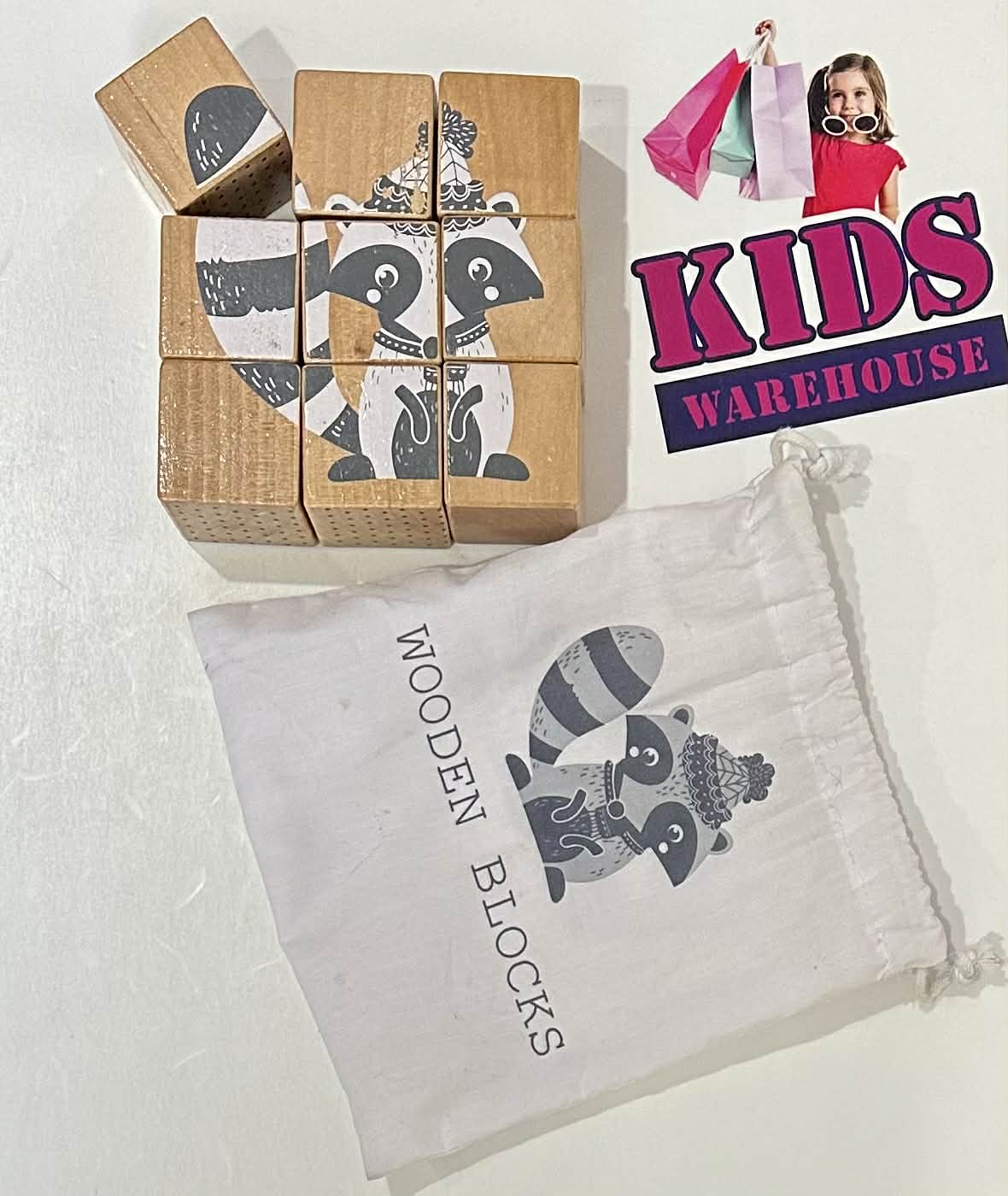 Wooden Block Animal, Letter Print Puzzle