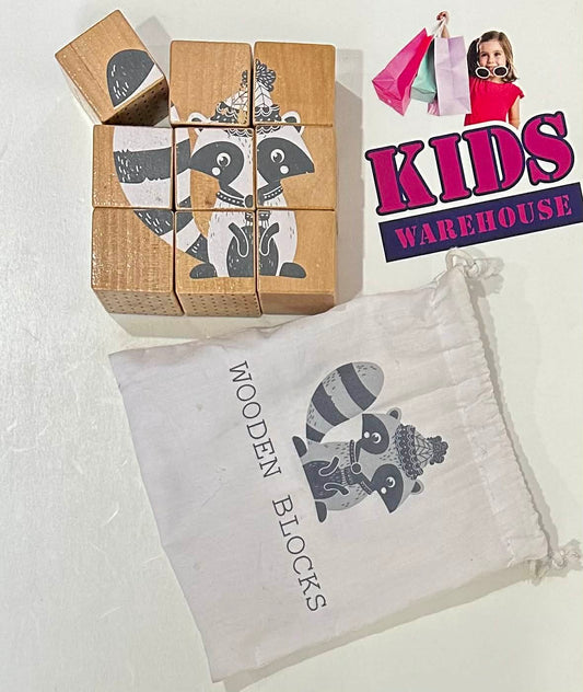 Wooden Block Animal, Letter Print Puzzle