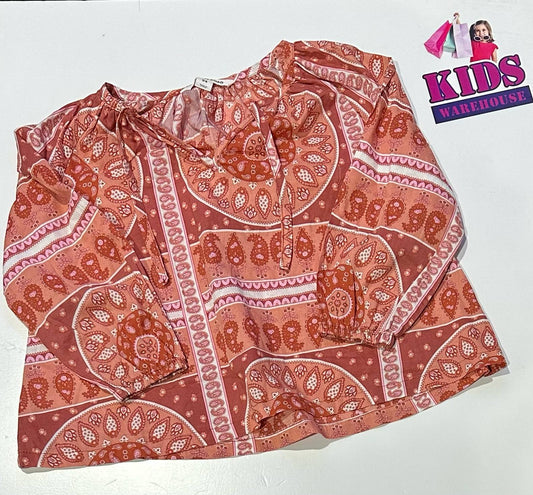 Country Road Pink Top With Flower Pattern Size 4