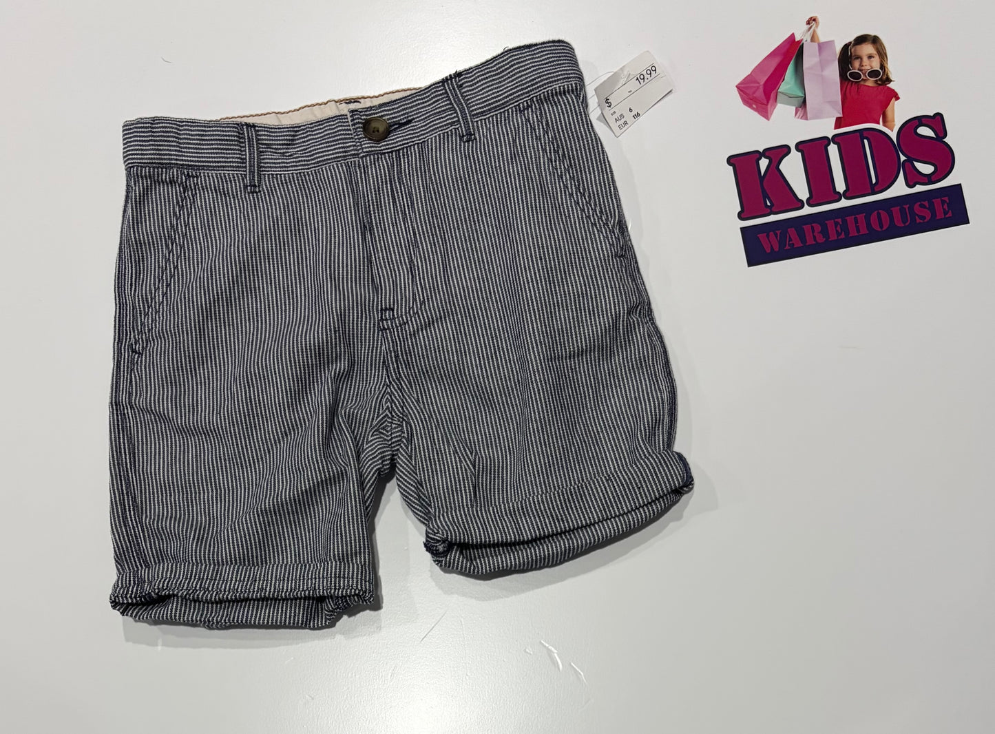 Not Used H&M Black, White Stripe Print Shorts Size 6