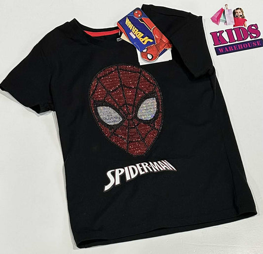 New Marvel Spiderman Black Top With Spiderman Print Size 8