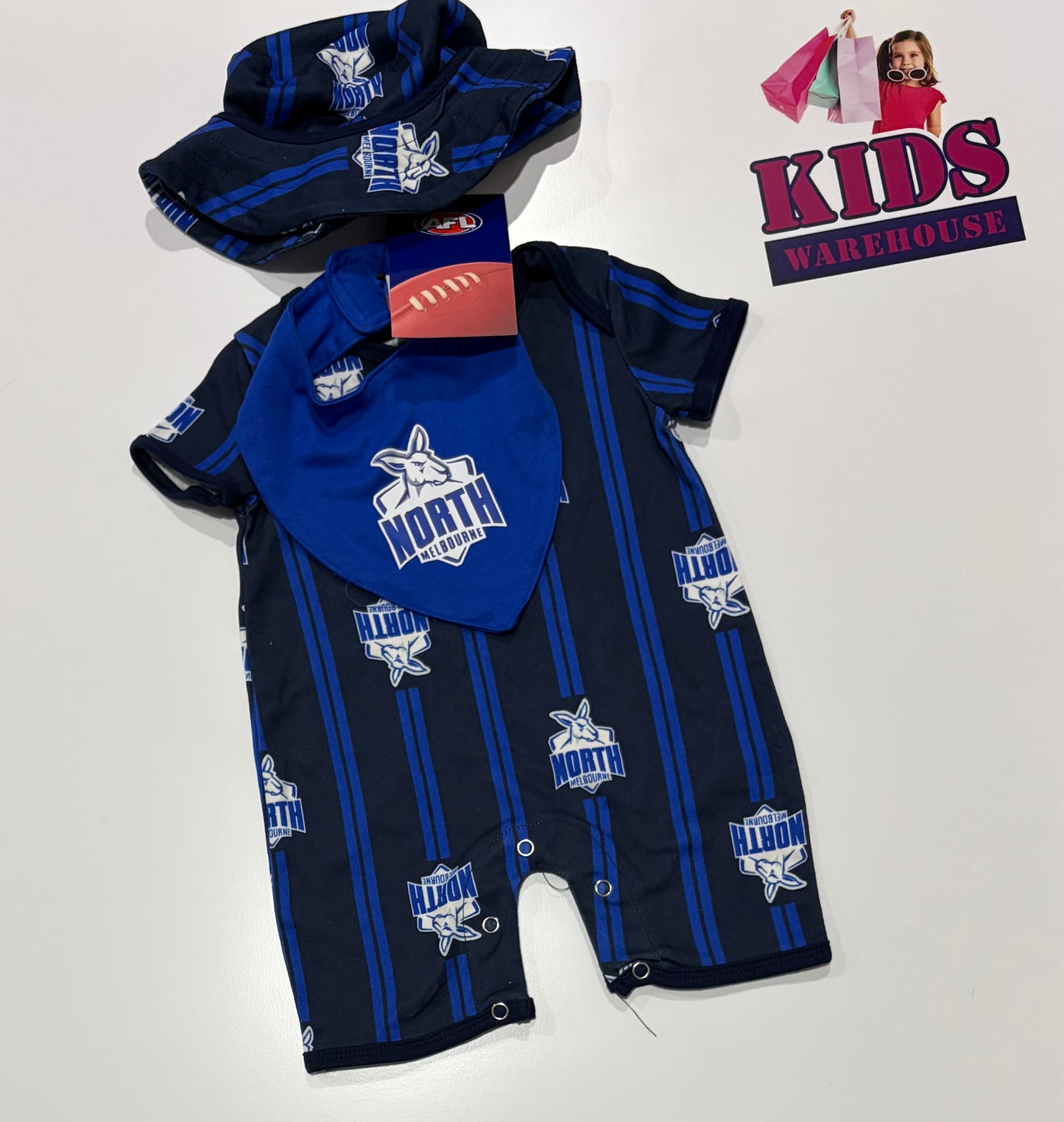 Not Used AFL North Melbourne Black, Blue 3 Piece Set Size 00