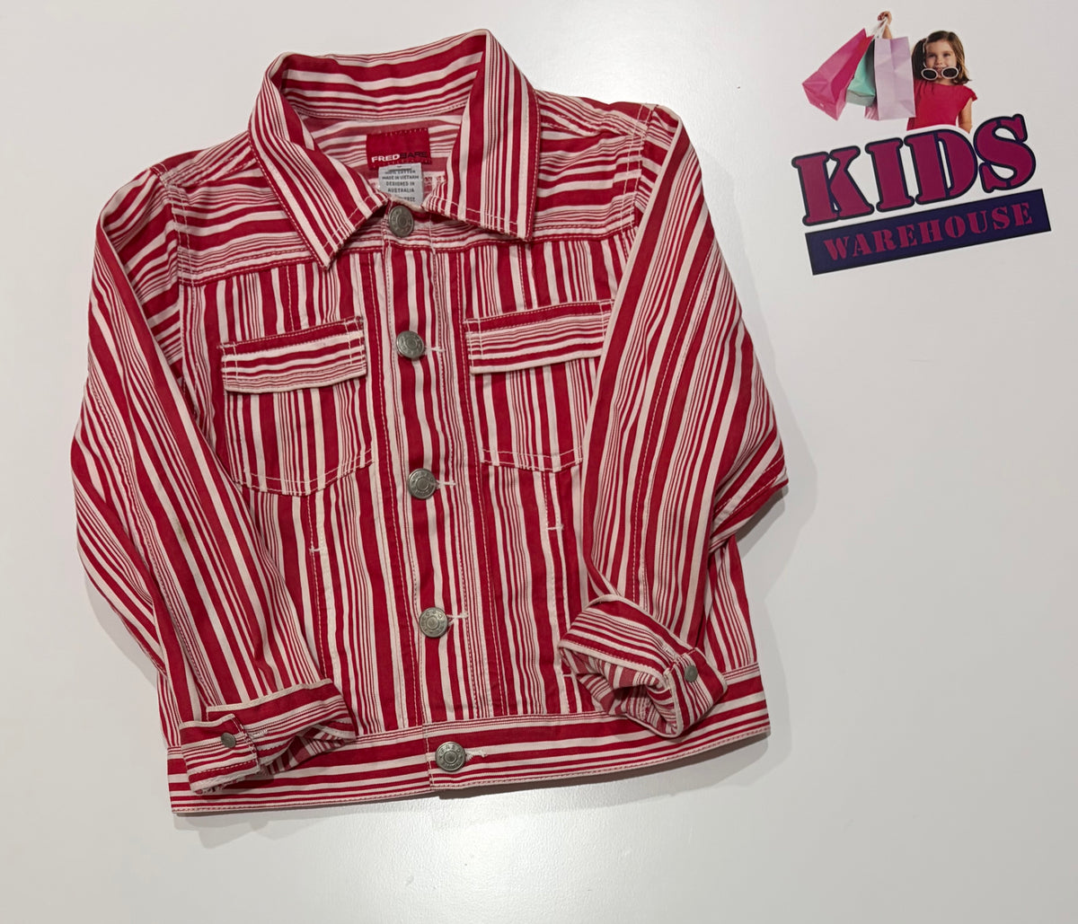 Fred Bare Red, White Stripe Top Size 5