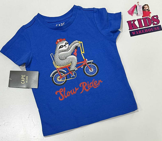 New Cape Kids Blue Top With Sloth Print Size 2