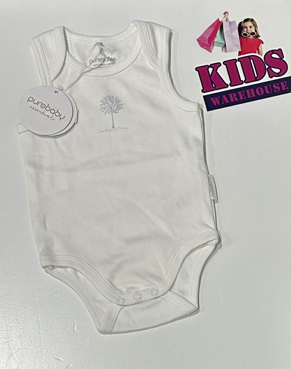 New PureBaby White Bodysuit With Tree Print Size 00 (RRP $34.95)