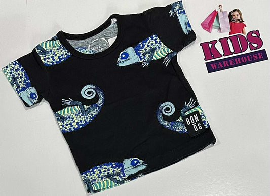 Bonds Black Top With Blue Lizard Pattern Size 000