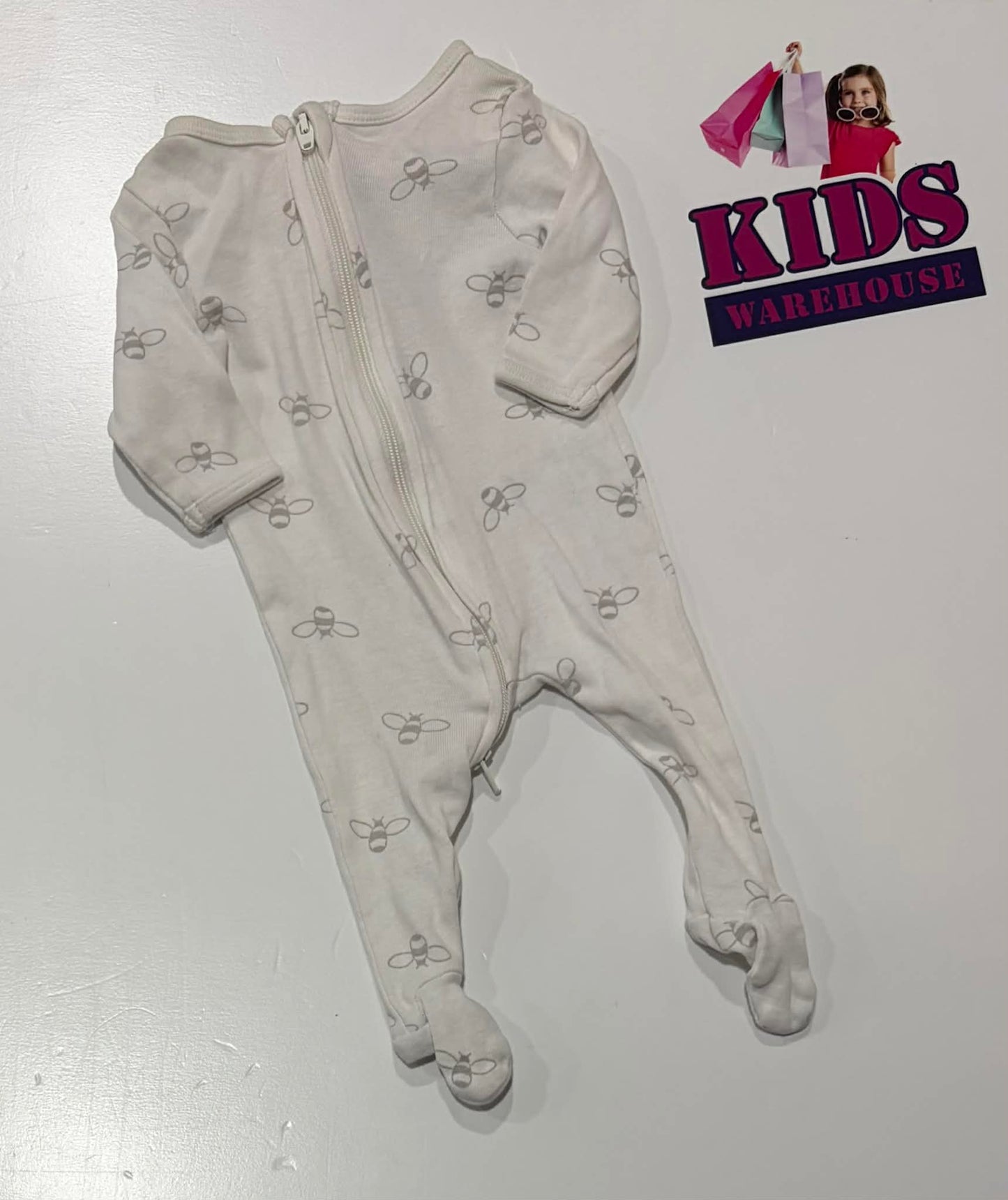 Dymples White Jumpsuit With Bee Pattern Size 00000