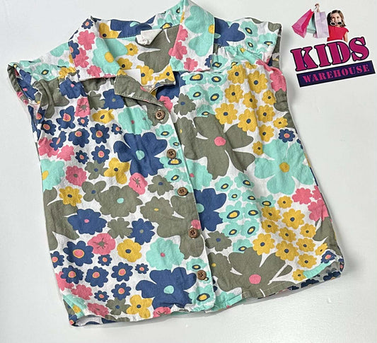 Cotton On Multi Coloured Top With Flower Pattern Size 5
