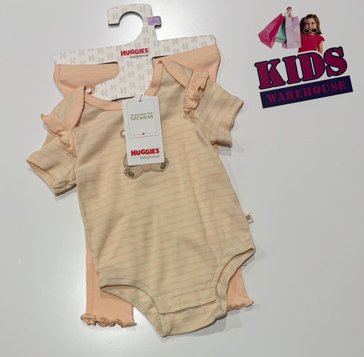 Not Used Huggies Pink, White Stripe, Bear Print Jumpsuit & Pink Pants 2 Piece Set Size 0