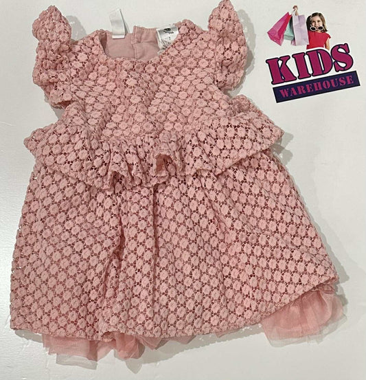 Dymples Pink Dress With Flower Pattern Size 1